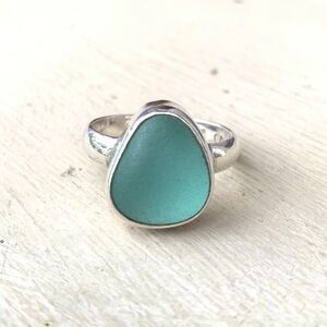 Sterling silver sea glass ring size 8